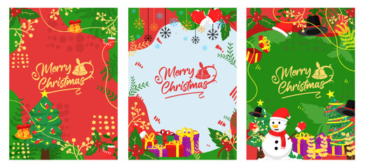 Merry Christmas and New Year greeting and invitation poster templates