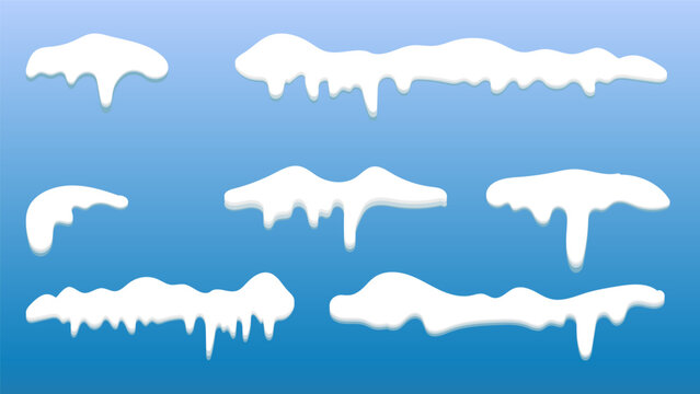 Snow cap vector collection set in winter seasons isolated on white background , Vector illustration EPS 10