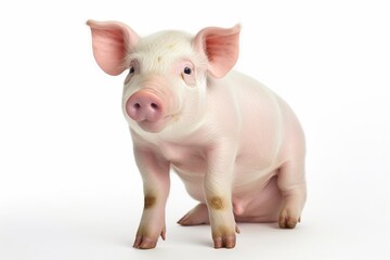 Happy young pig isolated on white background. Funny animals emotions. : Generative AI