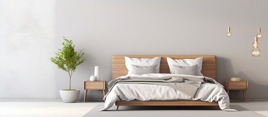 Minimal Scandinavian style modern luxury bedroom interior