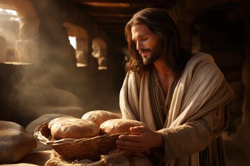 Jesus blessing the loaves - obrazy, fototapety, plakaty
