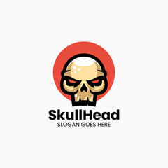 Vector Logo Illustration Skull Head Simple Mascot Style