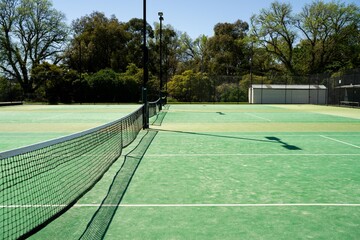 synthetic tennis court at a tennis court in summer in australia