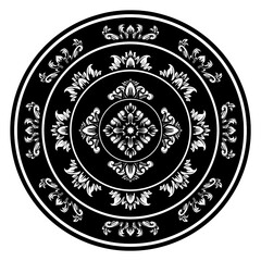 Floral Mandala Pattern Vector Black And White