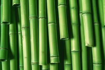 Bamboo sticks in green color, separated from the background with a white color. Generative AI