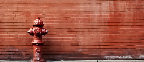 Fire hydrant by brick wall on city street - Powered by Adobe