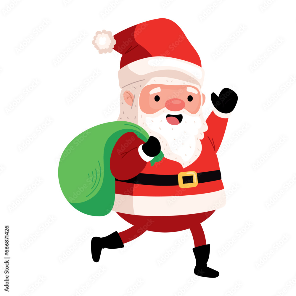 Wall mural santa claus with bag