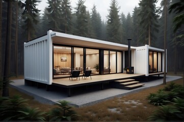 Fototapeta na wymiar modern minimalistic container house