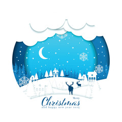 Merry Christmas template background cover design in paper cut style. Ideas for magazines, brochures and posters. Vector Illustrator EPS.