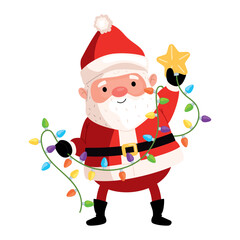 santa claus with christmas lights