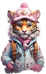 Steampunk Christmas tiger clipart png 3d chibi tiger clipart cute tiger bundle Christmas printable new year tiger for t-shirt junk journal