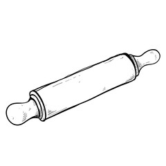 rolling pin bakery hand drawn