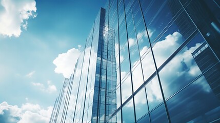 Fototapeta na wymiar Skyline financial district, CBD urban cityscape and blue sky reflection