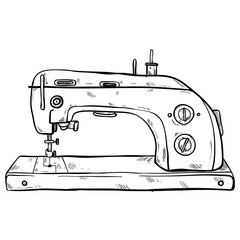 sewing machine tailor equipment handdrawn 