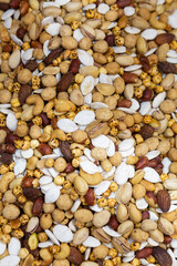 A closeup of mixed nuts.