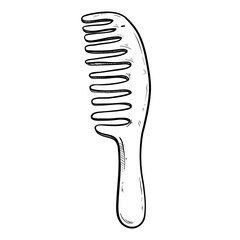hair comb handdrawn textured illustration 