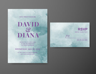 Wedding invitation with abstract watercolor background