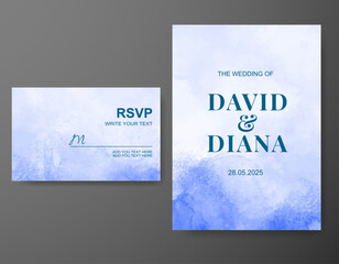 Wedding invitation with abstract watercolor background