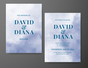 Wedding invitation with abstract watercolor background