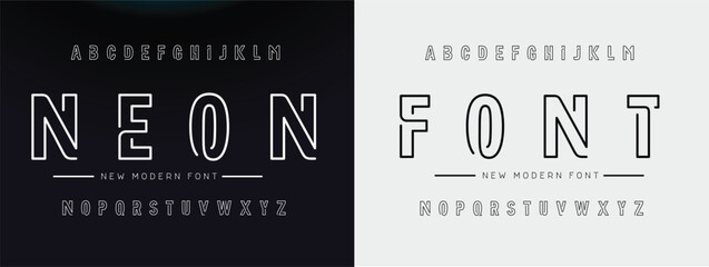 Modern abstract digital alphabet colorful hollow font. Minimal technology typography creative urban design. vector illustration