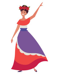 mexican woman with flowers in head