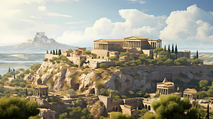 Naklejka premium the Acropolis in Athens with classic temples