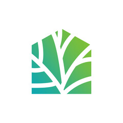 LEAF HOUSE VECTOR LOGO, for plantation companies, plants, leaves, plantation businesses, houses etc.