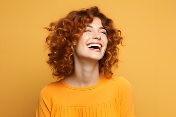 portrait of a woman on a yellow background