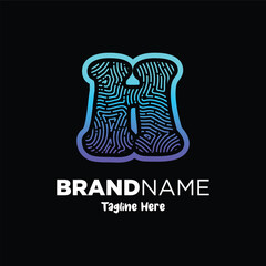 Letter H Fingerprint Logo Design Template Inspiration, Vector Illustration.