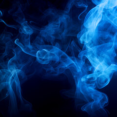 blue smoke, fog or mist on dark background. Special effect composition.