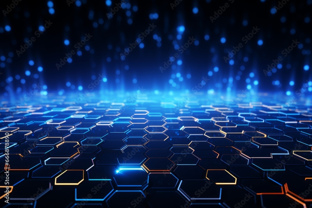 Poster cyber technology backdrop with hexagon elements