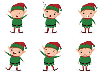 Set of cute elf cartoon with different expression 
