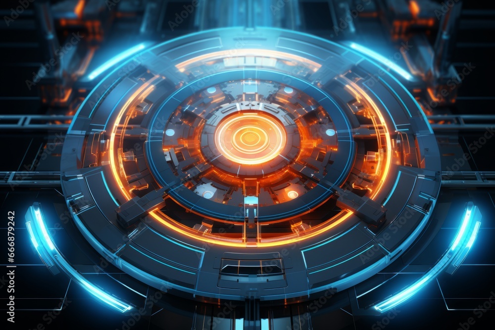 Poster futuristic tech design with glowing elements. technology, data connection background