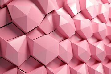 Futuristic pink hexagonal wall with semigloss tiles and 3D blocks. Wallpaper with a modern twist. Generative AI