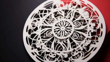 Handmade greeting card with intricate paper-cutting designs