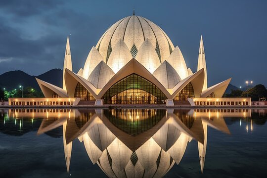 Iconic mosque in Islamabad. Generative AI