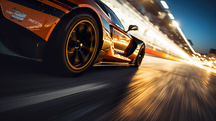 Sport racing car fast driving to achieve the champion dream - obrazy, fototapety, plakaty