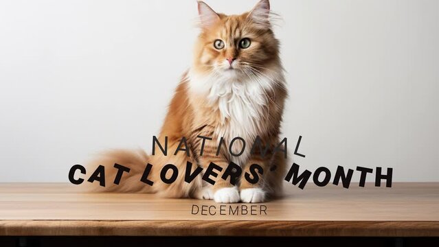 National Cat Lovers Month. photo motion with lettering animation.
