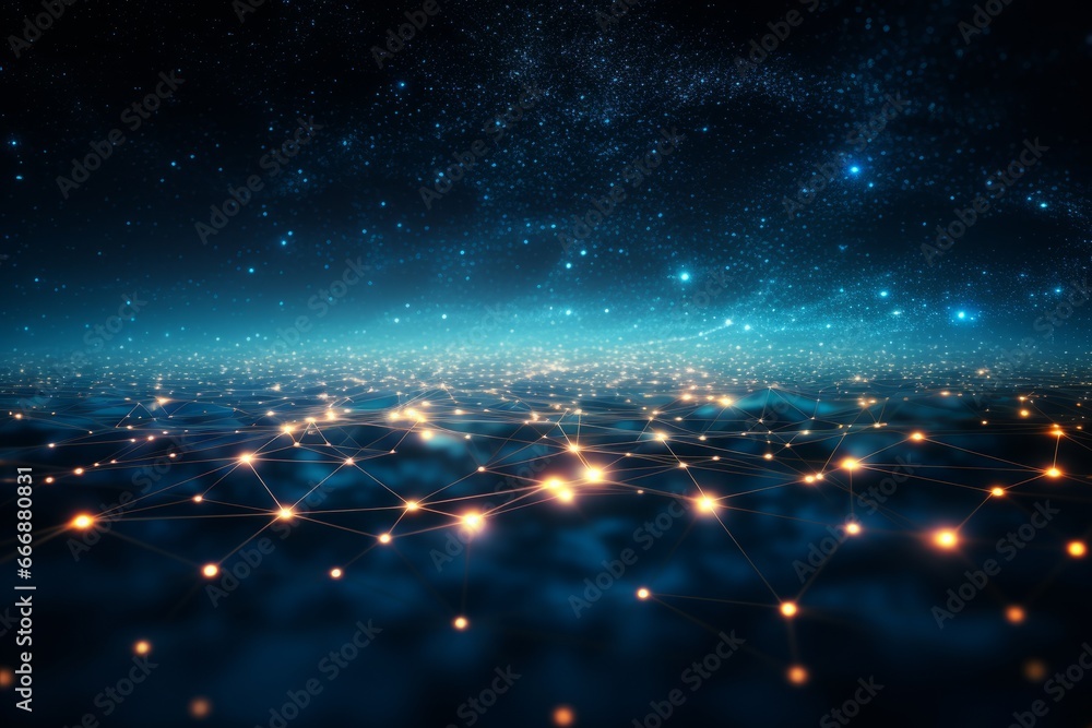 Poster technology network with connected dots and lines. innovation, dynamic, futuristic concept