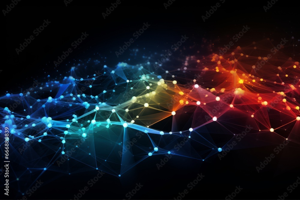 Poster technology network with flowing lines. innovation, dynamic, futuristic concept