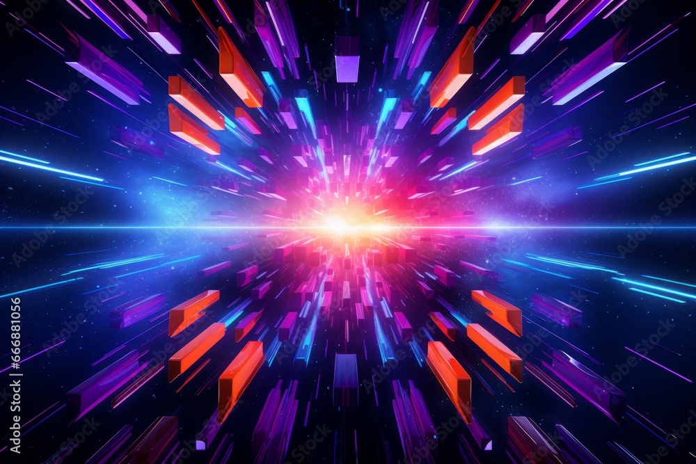 Poster vibrant tech design with glowing patterns. innovation, dynamic, futuristic concept