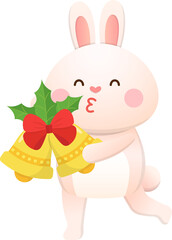 Vector illustration cartoon character of cute rabbit character or mascot with bells
