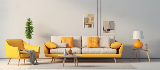 Scandinavian furniture in a illustration showcases contemporary interior design