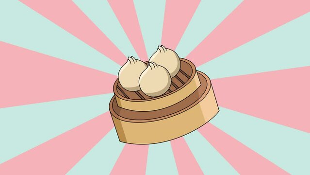 Animated dimsum icon with rotating background