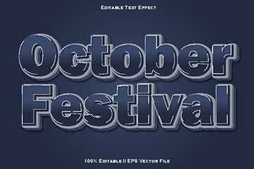 Fototapeta premium October Festival ditable Text Effect 3d Emboss Gradient
