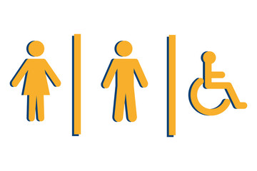 Toilet label. sign. Toilet symbol vector. Disabled toilet. Disabled sign.