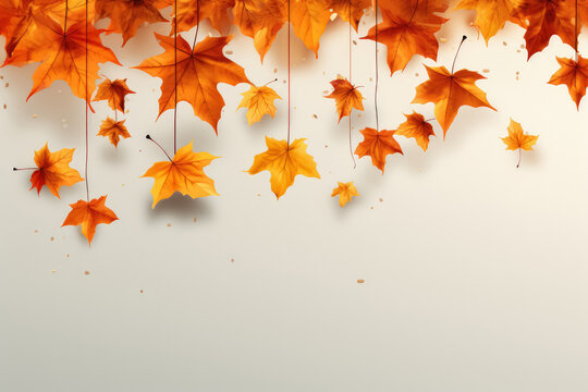 Autumn falling maple leaves on white background