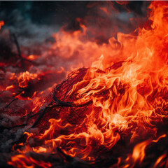 Fototapeta premium close up photo of fire, close-up shot of a burning fire