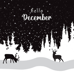 Naklejka premium hello december background illustration. it is suitable for card, banner, or poster