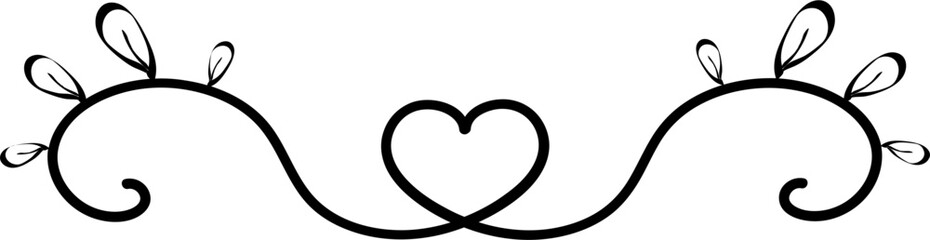 Floral line heart vector element